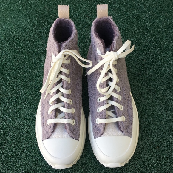 NWT Converse CTAS Faux Shearling Run Star Hike Platform Sneaker Mauve Purple 9 - Picture 2 of 13